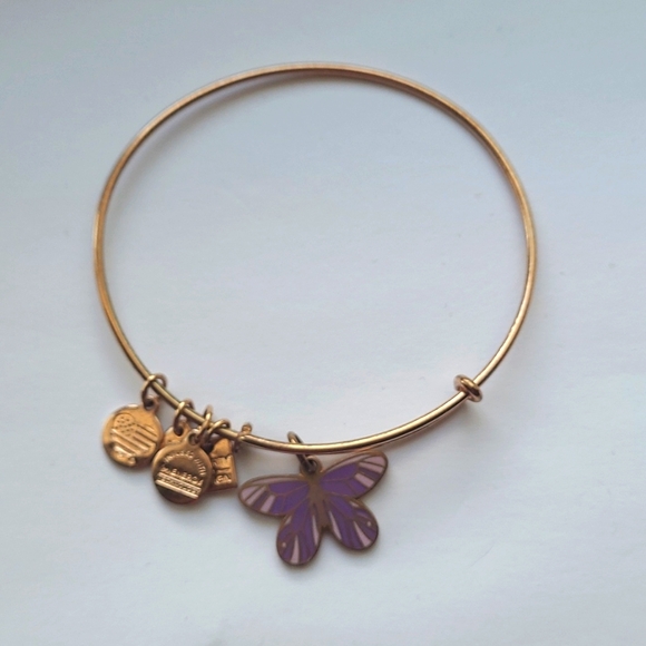 Alex and Ani rose gold & purple butterfly bracelet - Picture 1 of 2